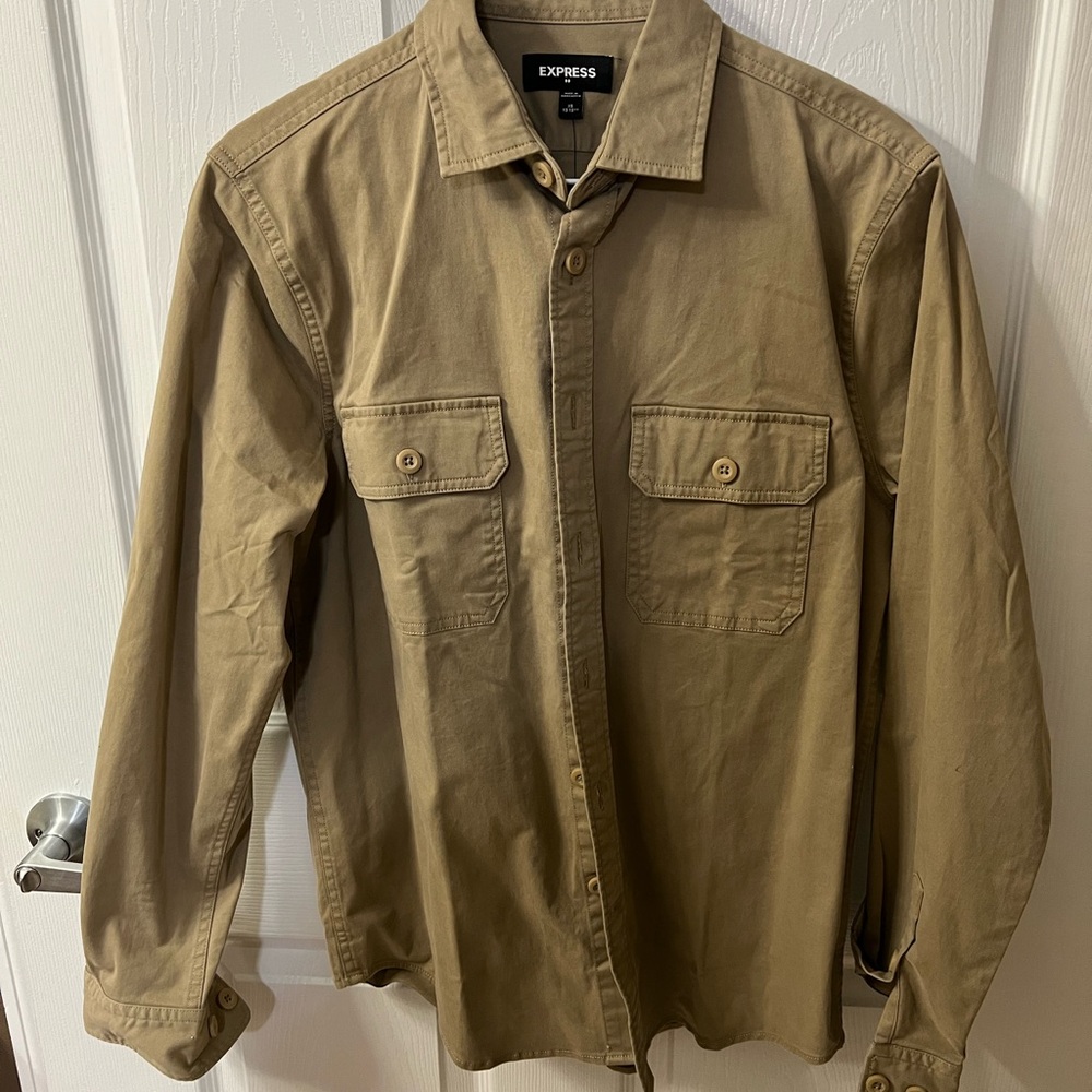 Express Khaki Button-Up Shirt